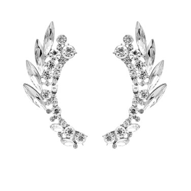 Silver Angel Wings Ear Cuff EarringsCrystal Angel Wings Crawler Climber Cuff Earrings for Women Christmas Gifts (C)