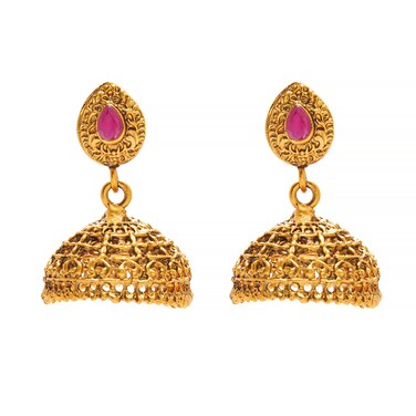 Bodha Traditional Indian Handcrafted Design Antique Gold Plated Kundan Polki Temple Jewellery Jhumka Earring For Women (SJ_1923)