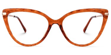 Zeelool Women's Trendy Crystal TR90 Oversized Cat Eye Glasses with Non-prescription Clear Lens Lucas ZOT652438-08 Orange