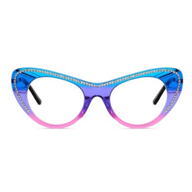 Zeelool Trendy Cat Eye Glasses Acetate Non-prescription Clear Lens Eyewear Frame for Women ZWA066872-01 Blue