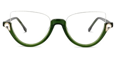 Zeelool Stylish Semi-rimless Cat Eye Glasses Frame for Women with Non-prescription Clear Lens Felicia VHP0189-11 Green