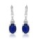 Gin &amp; Grace 10K White Gold Genuine Blue Sapphire Oval and Natural Diamond (I1) Lever Back Earring for Women.