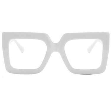 Onrtry Oversized Square Blue Light Glasses for Women Men Thick Frame Big Computer Eyewear Non-Prescription Eyeglasses(White)
