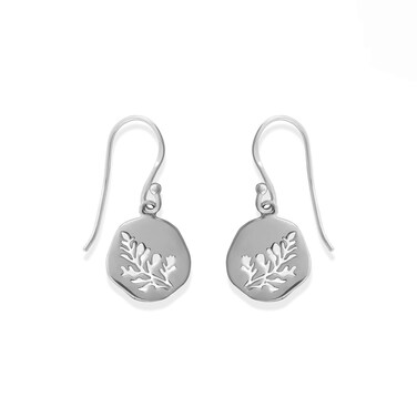 Boma Jewelry Sterling Silver Cut-Out Leaf Branch Dangle Earrings