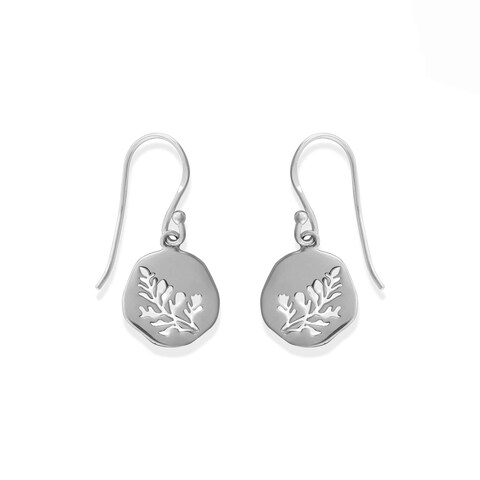 Boma Jewelry Sterling Silver Cut-Out Leaf Branch Dangle Earrings