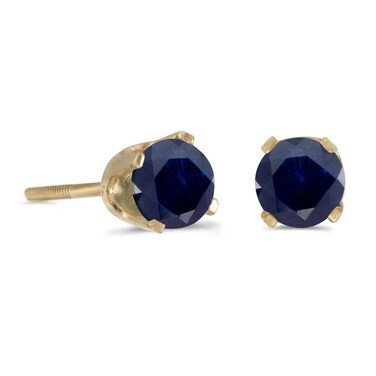 4 mm Round Sapphire Screw-back Stud Earrings in 14k Yellow Gold