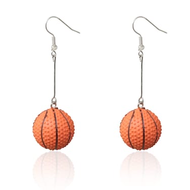 Honbay 1 Pair of 3D Sport Ball Earrings Exaggerated Personality Sports Style Earrings Basketball Dangle Drop Earrings Fans Players Gift for Sports Lovers