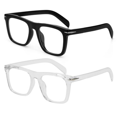 NIDOVIX Trendy Square Blue Light Blocking Glasses for Men Women, Fashion Frame Non-prescription Computer Glasses (Black+Transparent)