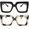 Onrtry Oversized Square Blue Light Glasses for Women Men Thick Frame Big Computer Eyewear Non-Prescription Eyeglasses(Black+Leopard)