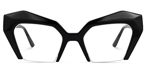 VOOGLAM Black Stylish Thick Oversized Cat Eye Clear Lens Glasses for Women Fashion Glasses Frame Non Prescription Eyeglasses