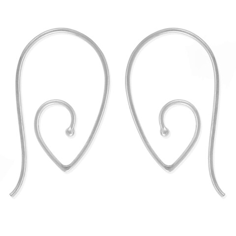 Boma Jewelry Sterling Silver Teardrop Pointed Spiral Pull Through Wire Hoop Earrings