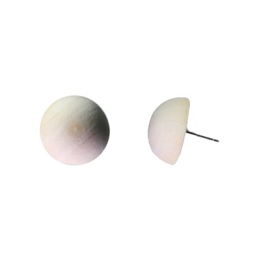 Wood Button Earrings for Women, Vintage Style Round Wooden Organic Jewelry, 0.75 inch