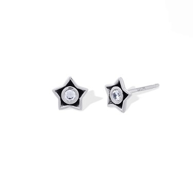 Boma Jewelry Sterling Silver Star Stud Earrings with CZ Cubic Zirconia