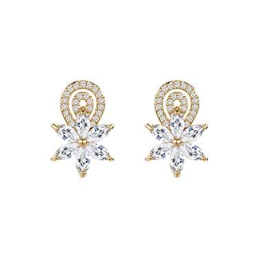 Imprints by Mau Stud Earrings, Gold Plated Cubic Zirconia Flower Stud Earrings