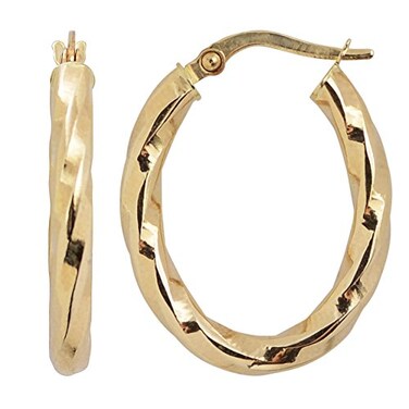 Kooljewelry 10k Yellow Gold High Polish Oval Hoop Earrings