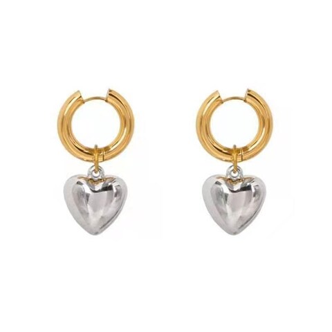E EMZHOLE Cute Heart Love Dangle Drop Cartilage Small Huggie Hoop Earrings For Women Minimalist Silver Charm Cuff Sleeper Hoops Dainty Hypoallergenic Birthday Anniversary Christmas Jewellery Gift