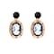 Retro Cameo Dangle Earrings for Women Girls Black CZ Acrylic Baroque Statement Drop Dangling Stud Earring Lightweight Vintage Boho Halloween Jewelry Gifts for Friends