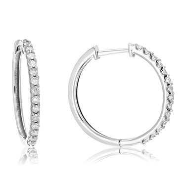 Vir Jewels 1/2 cttw Diamond Hoop Earrings .925 Sterling Silver 26 Stones Dangle 3/4 Inch