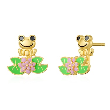 Frog Earrings for Women Two Way Sterling Silver Lotus Flower Stud Earrings Jewelry Gifts for Women