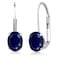 Gem Stone King 925 Sterling Silver Blue Sapphire Leverback Earrings For Women (2.04 Cttw, Gemstone Birthstone, Oval 7X5MM)