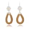 AeraVida Native Rattan Wrapped Teardrop and Cultured Freshwater Pearl Flower Cluster set on Sterling Silver Hooks Dangle Earrings