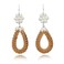 AeraVida Native Rattan Wrapped Teardrop and Cultured Freshwater Pearl Flower Cluster set on Sterling Silver Hooks Dangle Earrings