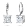 BERRICLE Sterling Silver Solitaire 6 Carat Princess Cut Cubic Zirconia CZ Statement Anniversary Leverback Dangle Drop Earrings for Women, Rhodium Plated