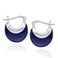 AeraVida Stylish Crescent Half-Circle Simulated Blue Lapis-Lazuli Stone Sterling Silver V-Lock Huggie Earrings   Navy Blue Hoop Earrings   Half Moon Earrings