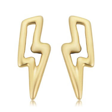 Kooljewelry 14k Yellow Gold Lightning Bolt Stud Earrings