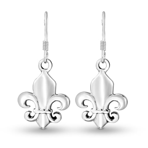AeraVida Vintage Fleur de Lis Lily Flower .925 Sterling Silver Dangle Earrings   Elegant and Timeless Women&#39;s Jewelry Accessory   Jewelry Gift
