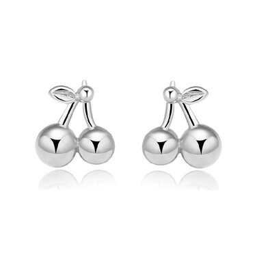 Cute Cherry Minimalist 925 Sterling Silver Tiny Mini Small Cartilage Stud Earrings for Women Teen Girls Sensitive Ear Lovely Fruit Piercing Tragus Hypoallergenic Post Pin Fashion Jewelry Gifts