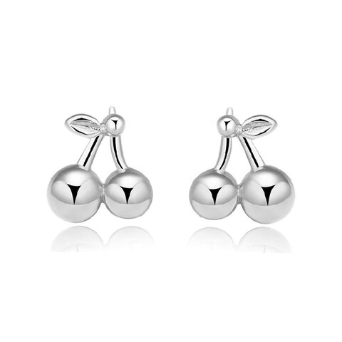Cute Cherry Minimalist 925 Sterling Silver Tiny Mini Small Cartilage Stud Earrings for Women Teen Girls Sensitive Ear Lovely Fruit Piercing Tragus Hypoallergenic Post Pin Fashion Jewelry Gifts