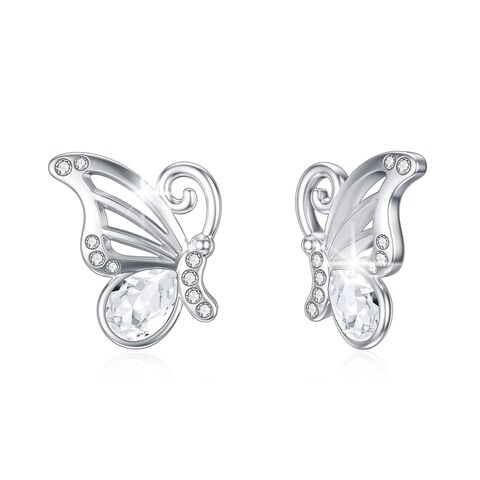 Butterfly Earrings Sterling Silver Stud Hypoallergenic Butterfly Earrings for Women