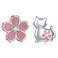 Cute Cat Flower Earrings 925 Sterling Silver Asymmetric Cat Earrings kawaii earrings for Women