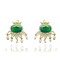 Moonstruck Stud Earring with Pearls for Women (Green)