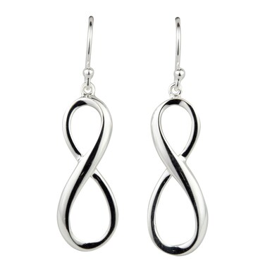 925 Solid Sterling Silver Dangling Infinity Earrings - Dangle Good Luck Figure 8 Jewelry - 1 Inch