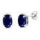 Gem Stone King 925 Sterling Silver Blue Sapphire and Round White Lab Grown Diamond Earrings For Women (2.08 Cttw, Gemstone Birthstone, Oval 7X5MM)