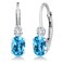 Gem Stone King 14K White Gold Swiss Blue Topaz and White Diamond Leverback Earrings For Women   1.07 Cttw   Gemstone November Birthstone   Oval 6X4MM, Round 2MM   3/4 Inch