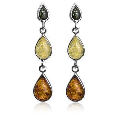 Ian and Valeri Co. Multicolor Amber Sterling Silver Drop Dangle Earrings