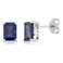 Gem Stone King 2.00 Cttw Simulated Blue Sapphire Bridal Stud Earrings For Women Men   925 Sterling Silver   7X5MM Emerald Cut
