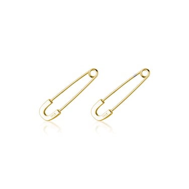 SLUYNZ 925 Sterling Silver Safety Pin Hoop Earrings for Women Minimalist 1.4" Hoop Earrings Dangle (E-Safety Pin Hoop/Gold)