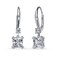 BERRICLE Sterling Silver Solitaire 3.2 Carat Princess Cut Cubic Zirconia CZ Anniversary Leverback Dangle Drop Earrings for Women, Rhodium Plated