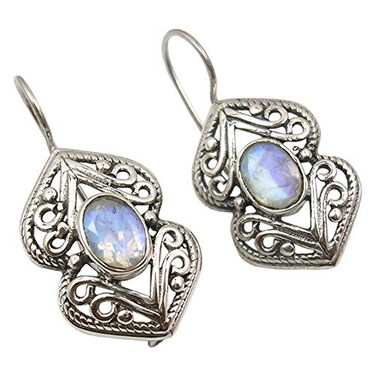 Best Places For Christmas Day SilverStarJewel Rainbow Moonstone Earrings 1.2" Women Jewelry 925 Pure Silver
