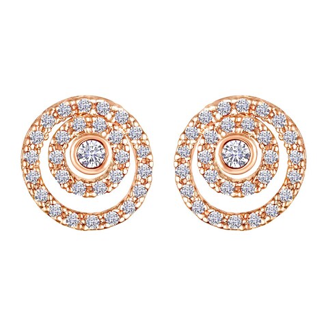 I Jewels Rose Gold Plated Fashion Cubic Zirconia American Diamoand Stud Earrings For Women/Girls (E2872)