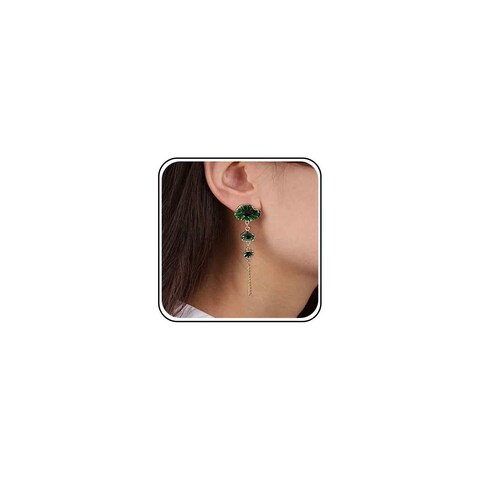 Allereyae Vintage Lotus Leaf Dangle Earrings Long Lotus Leaf Drop Earrings Green Lotus Earrings Boho Water Lily Long Earrings Jewelry for Women