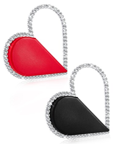 Amylove 2 Pcs Mini Heart Shape Clutch Bag Women's Evening Purse Rhinestone Bling Frame Clutch Purse for Wedding Party Birthday Favors