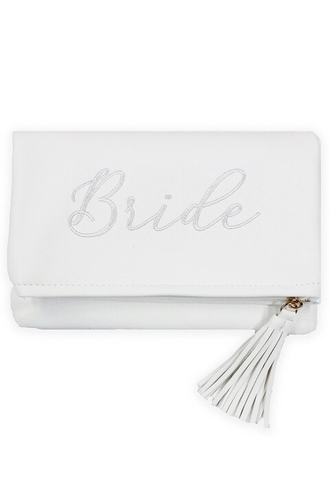 The Paisley Box Bride Clutch Purse - White Bridal Clutch, Bride Fold Over Clutch, Clutch Purse for Wedding Day