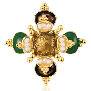 Retro Pearl Cross Brooch Pins for Women Fashion