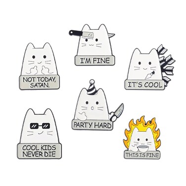 Lovely Cat Enamel Pins for Women Girl Cartoon Animal Enamel Brooch Pins Badges for Clothes Backpacks Cute Letter Badge Pins Outfit Accessory