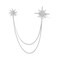 Silver Rhinestone Star Brooch for Women Girls Men Fashion Crystal Snowflake Tassel Lapel Pins Dress Suit Accessories Bouquet Jewelry Christmas Winter Holiday Wedding Anniversary Valentine's Day Gifts
